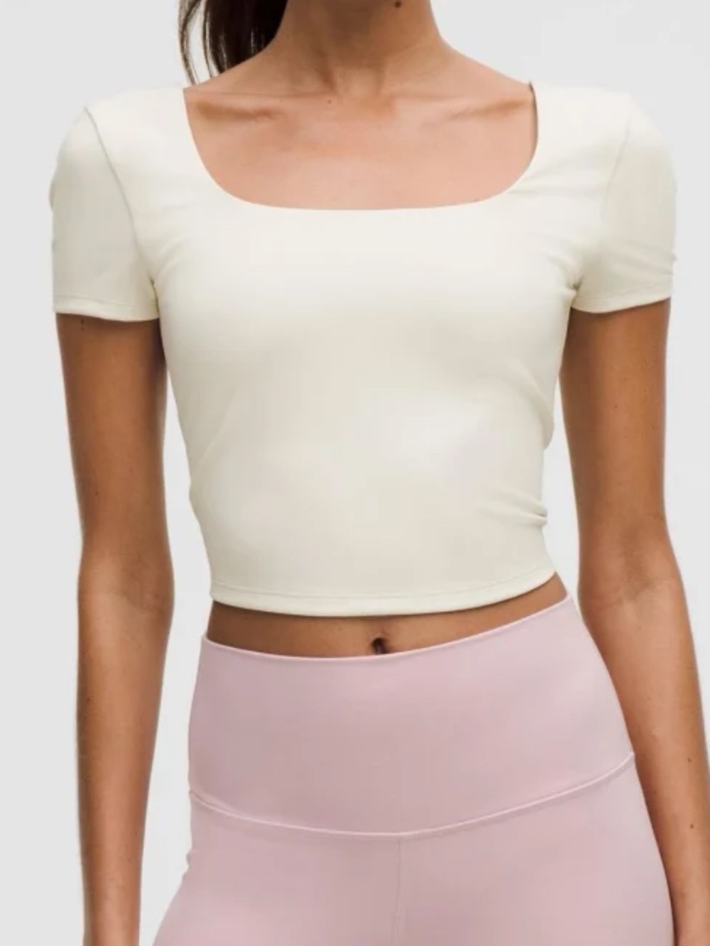 lululemon top square neck short sleeve in off white